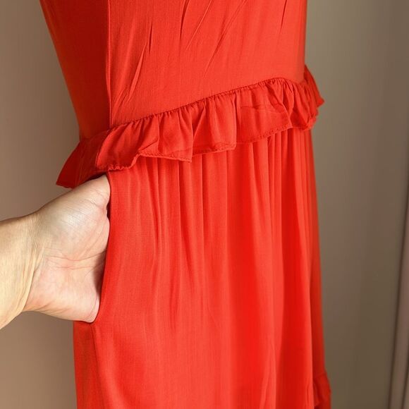 NWT Vivimos Women’s Tangerine Sunset Halter Tiered Maxi Dress Boho Size M - Picture 5 of 9